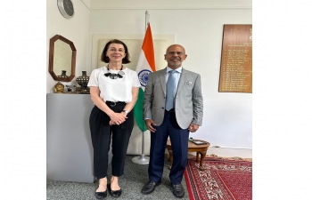  Ambassador Mridul Kumar received H.E. Dr. Doris Frick, Ambassador of the Principality of Liechtenstein to Switzerland at Embassy of India, Berne on 16 July 2024
